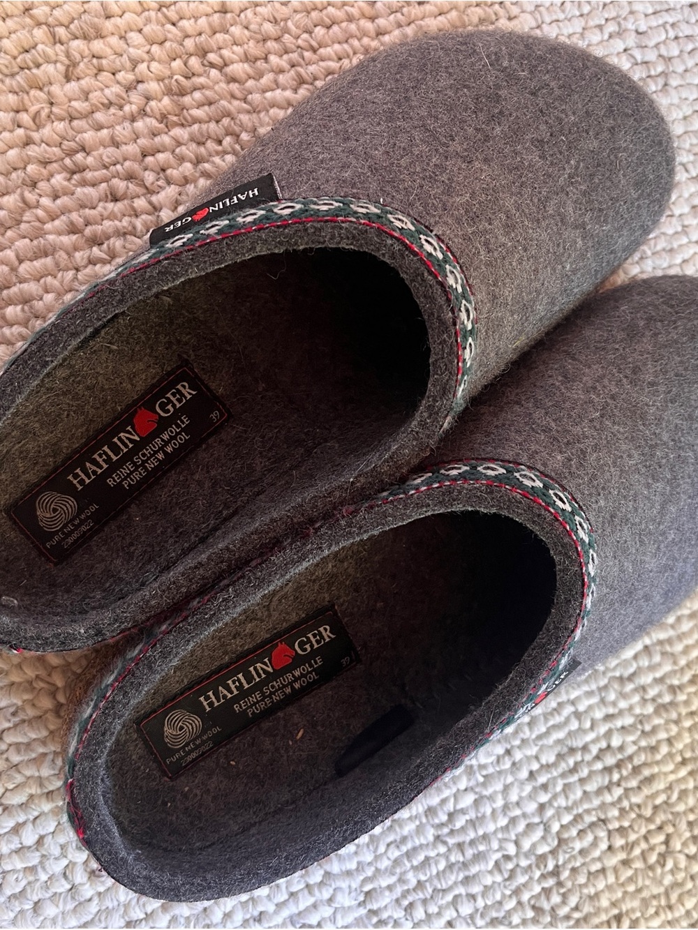 Haflinger Gray Wool Felt Clogs size 39